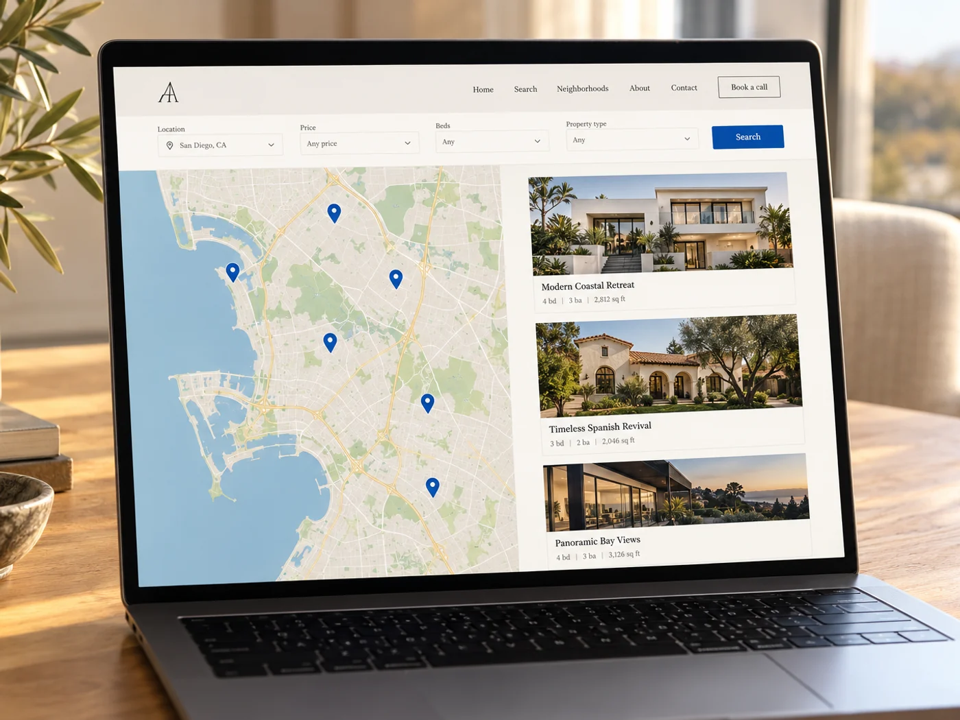 A real estate agent website with IDX search, shown in a browser window