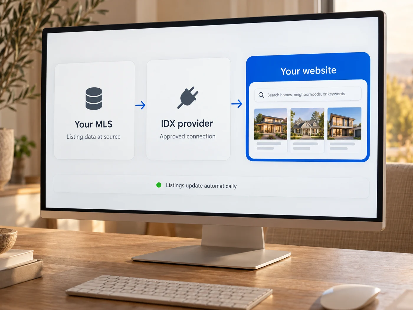 MLS listings flowing through an IDX provider into a website the agent owns