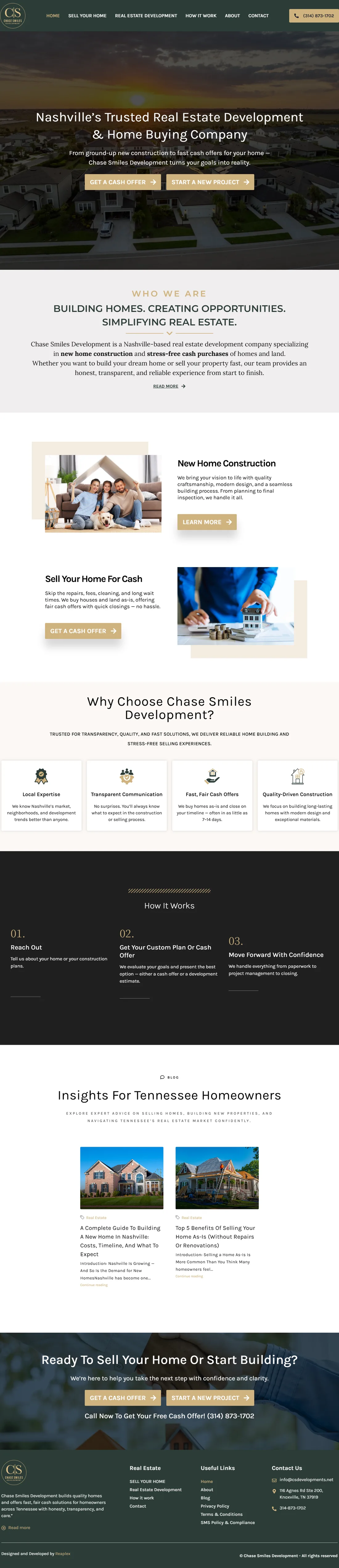 Chase Smiles Development, full homepage