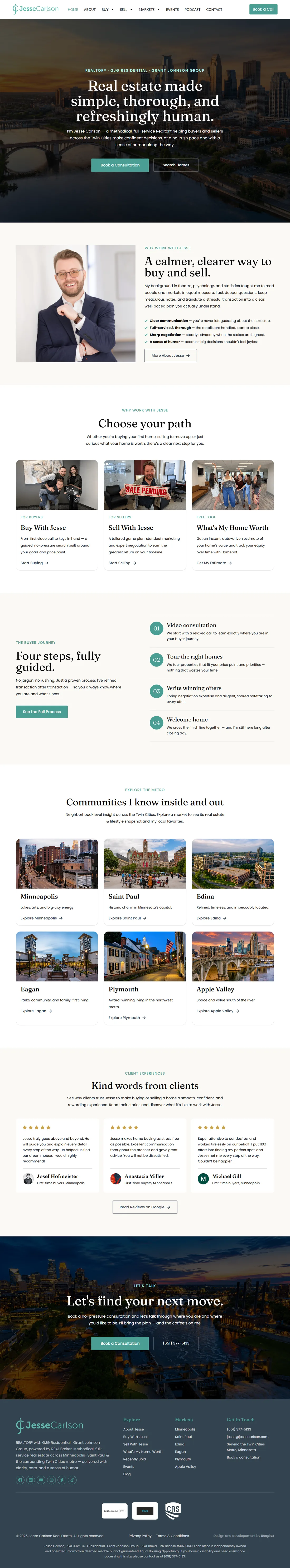 Jesse Carlson Real Estate, full homepage