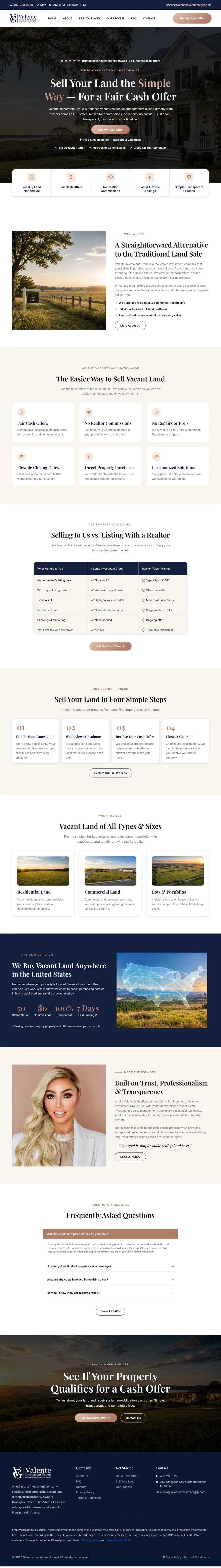 Valente Investment Group, full homepage