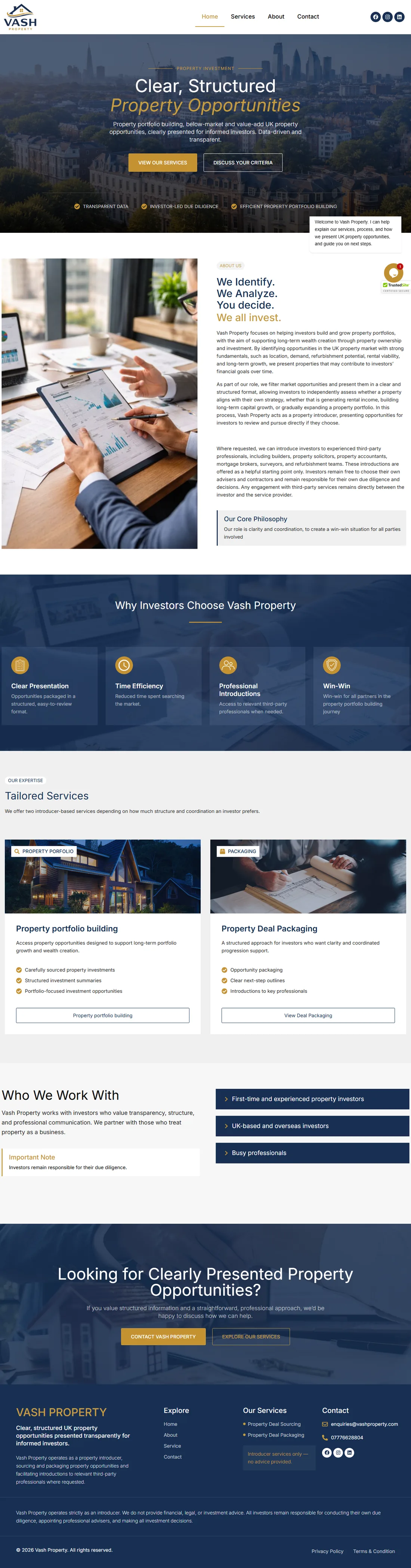Vash Property, full homepage