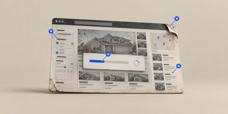 A dated layout showing the signs a real estate website is outdated