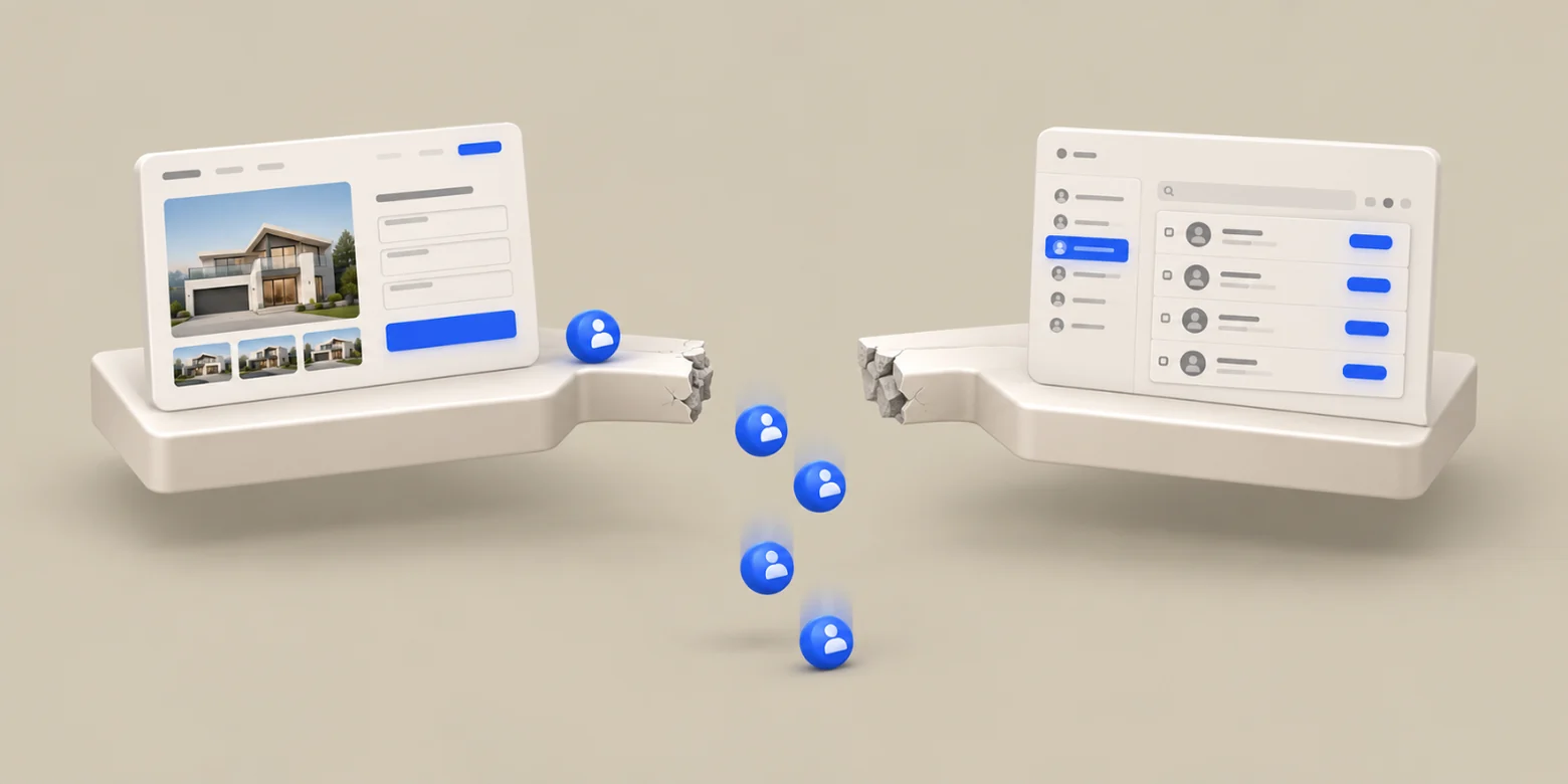 CRM integration for a real estate website, a new lead syncing into a CRM pipeline