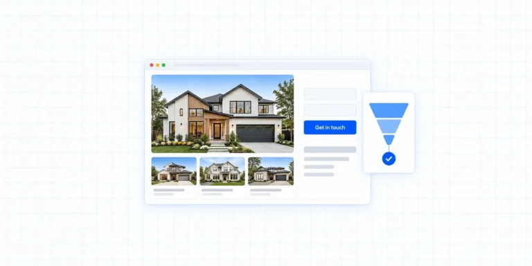A high-converting website for real estate: a polished agent site with a get in touch form and a conversion funnel ending in a new client
