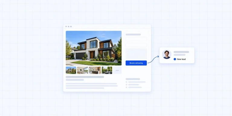 From listings to leads: a property listing page with a book a showing button turning a visitor into a new lead